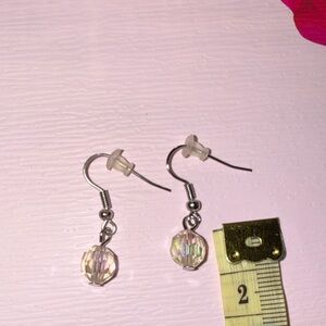Elegant Silver steel Crystal like drop Earrings.